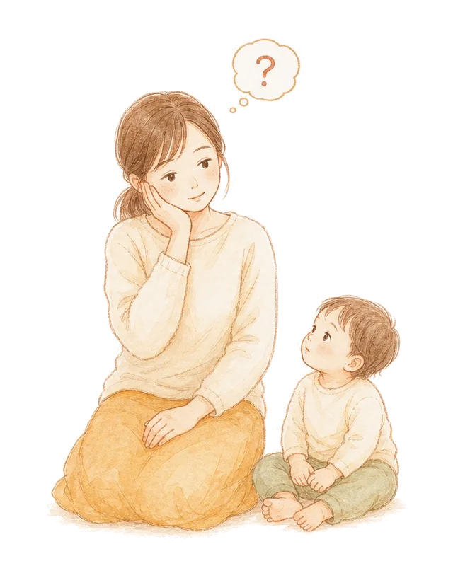 考えこむお母さんと子ども